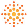 a sunburst of dots in yellows and oranges